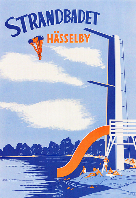 Strandbadet Hässelby - Okänd konstnär 1948 - Kungliga biblioteket KB